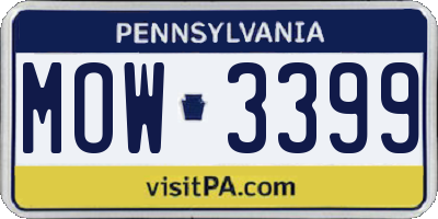 PA license plate MOW3399