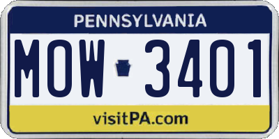 PA license plate MOW3401