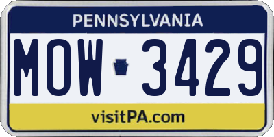 PA license plate MOW3429