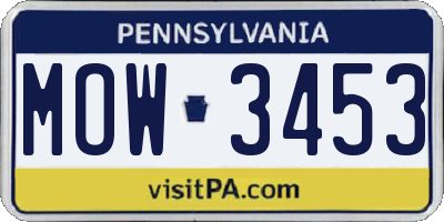 PA license plate MOW3453