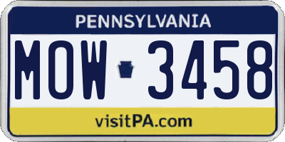 PA license plate MOW3458