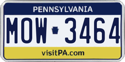 PA license plate MOW3464