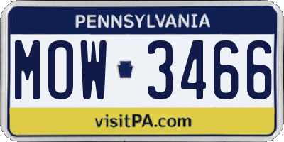 PA license plate MOW3466