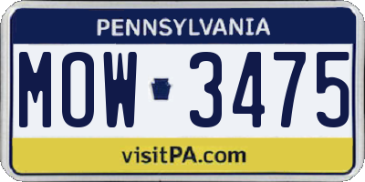PA license plate MOW3475