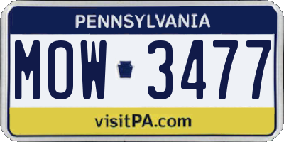 PA license plate MOW3477