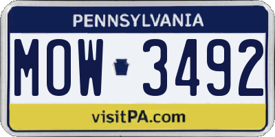 PA license plate MOW3492