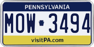 PA license plate MOW3494