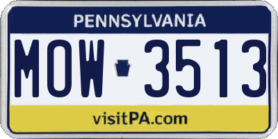 PA license plate MOW3513