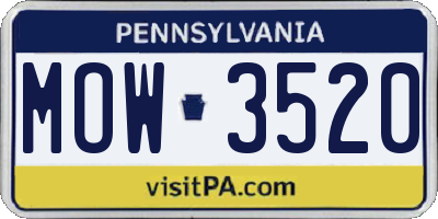 PA license plate MOW3520