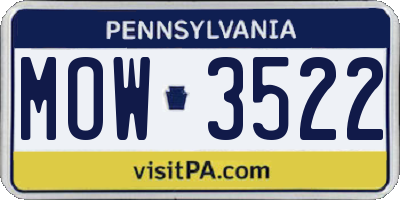 PA license plate MOW3522