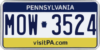 PA license plate MOW3524