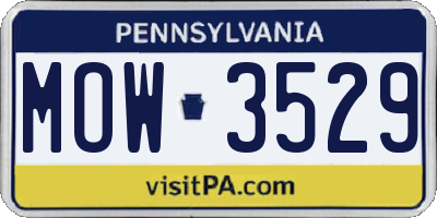 PA license plate MOW3529