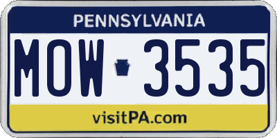 PA license plate MOW3535