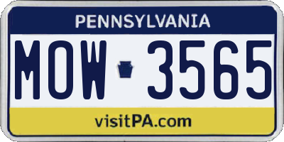 PA license plate MOW3565