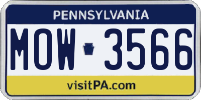 PA license plate MOW3566