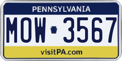 PA license plate MOW3567