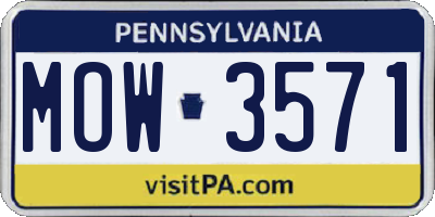 PA license plate MOW3571