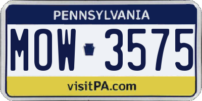 PA license plate MOW3575