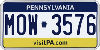 PA license plate MOW3576