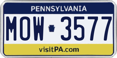 PA license plate MOW3577