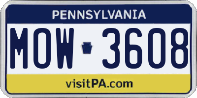 PA license plate MOW3608