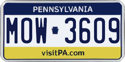 PA license plate MOW3609