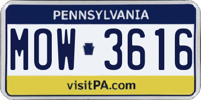 PA license plate MOW3616