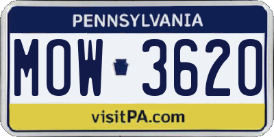 PA license plate MOW3620