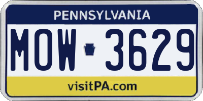 PA license plate MOW3629