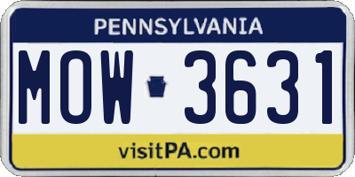 PA license plate MOW3631
