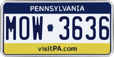 PA license plate MOW3636