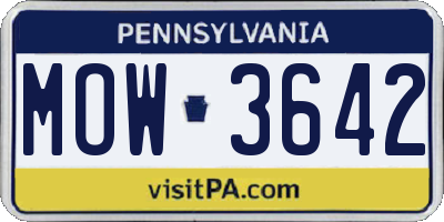 PA license plate MOW3642