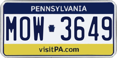 PA license plate MOW3649