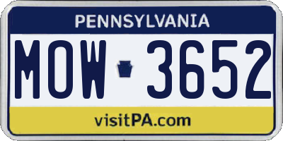 PA license plate MOW3652