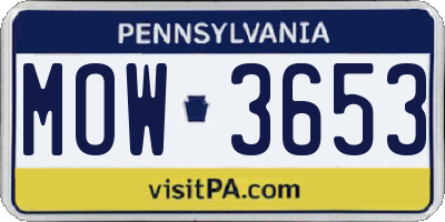 PA license plate MOW3653