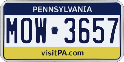 PA license plate MOW3657