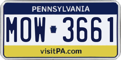 PA license plate MOW3661
