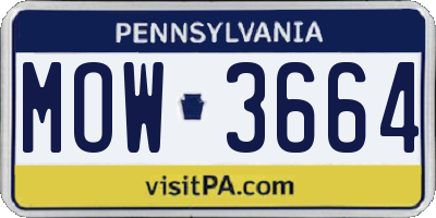 PA license plate MOW3664