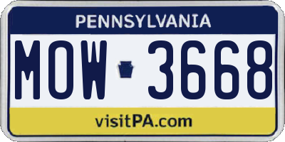 PA license plate MOW3668
