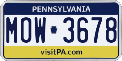 PA license plate MOW3678