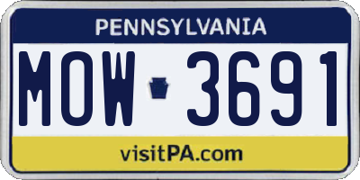 PA license plate MOW3691