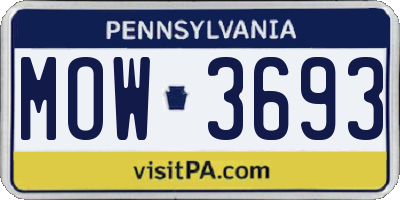 PA license plate MOW3693