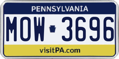 PA license plate MOW3696