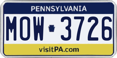 PA license plate MOW3726