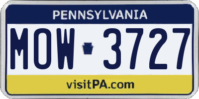 PA license plate MOW3727