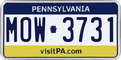 PA license plate MOW3731