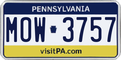 PA license plate MOW3757