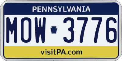 PA license plate MOW3776