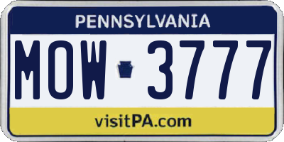 PA license plate MOW3777