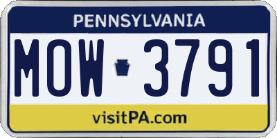 PA license plate MOW3791